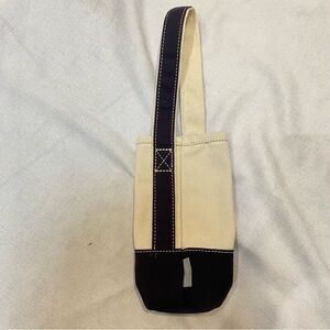 Lands End Canvas Boat Bag Style Bottle Tote Single Wine Caddy Navy Cream Picnic